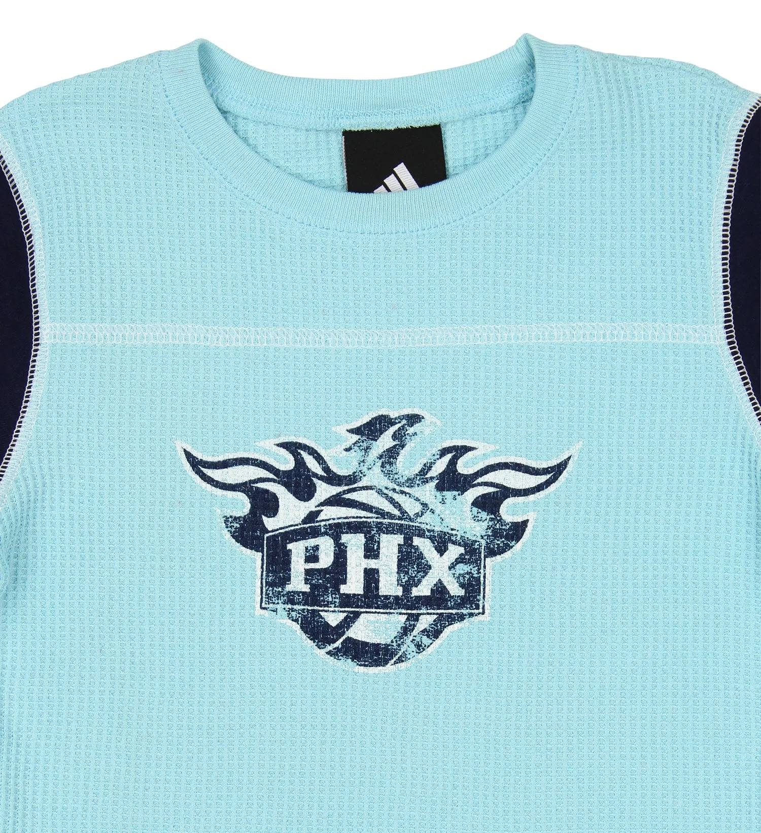 Adidas Phoenix Suns NBA Girls Youth (7-16) Waffle Knit Top Shirt, Light Blue