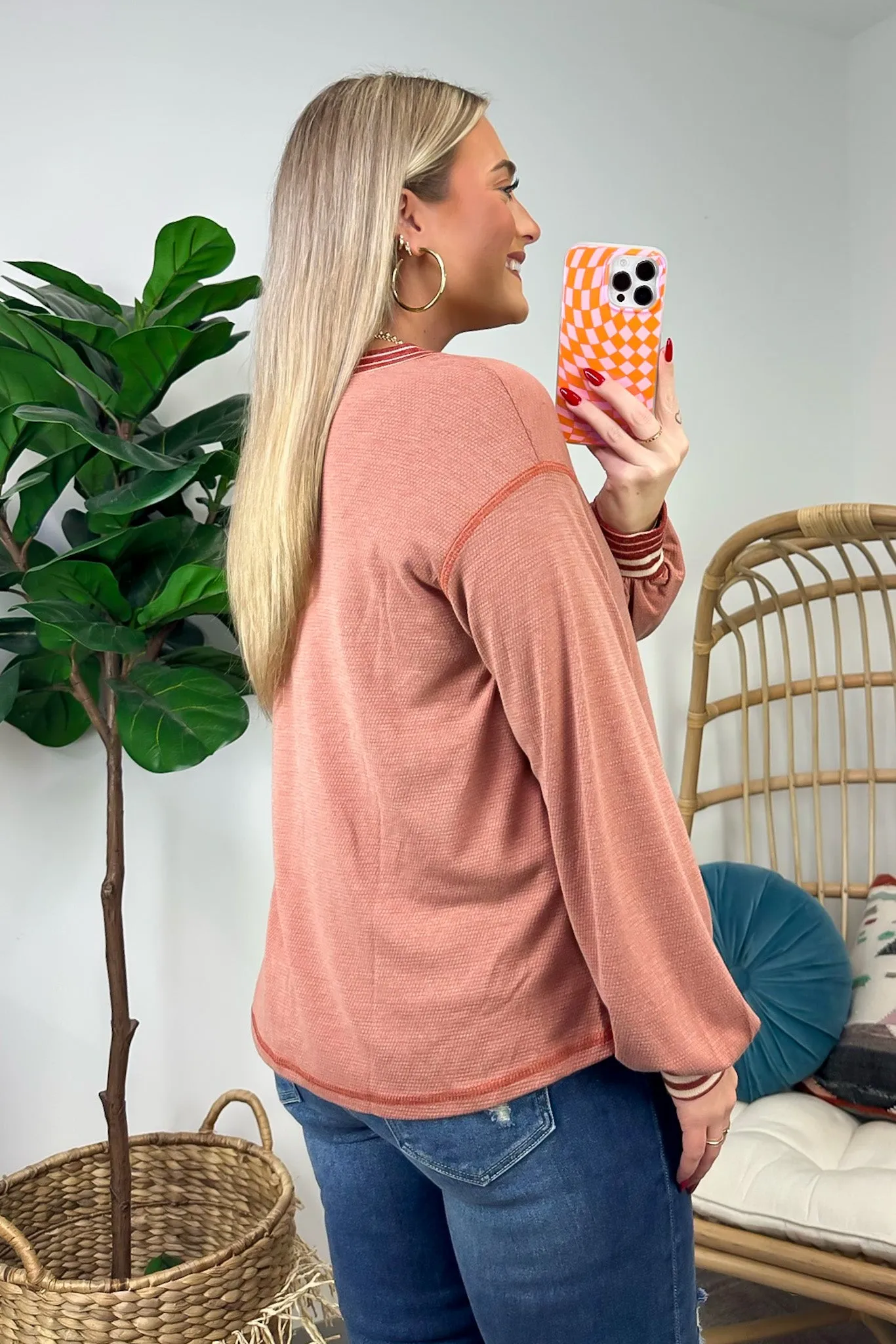 Andres Striped Contrast V-Neck Top - FINAL SALE
