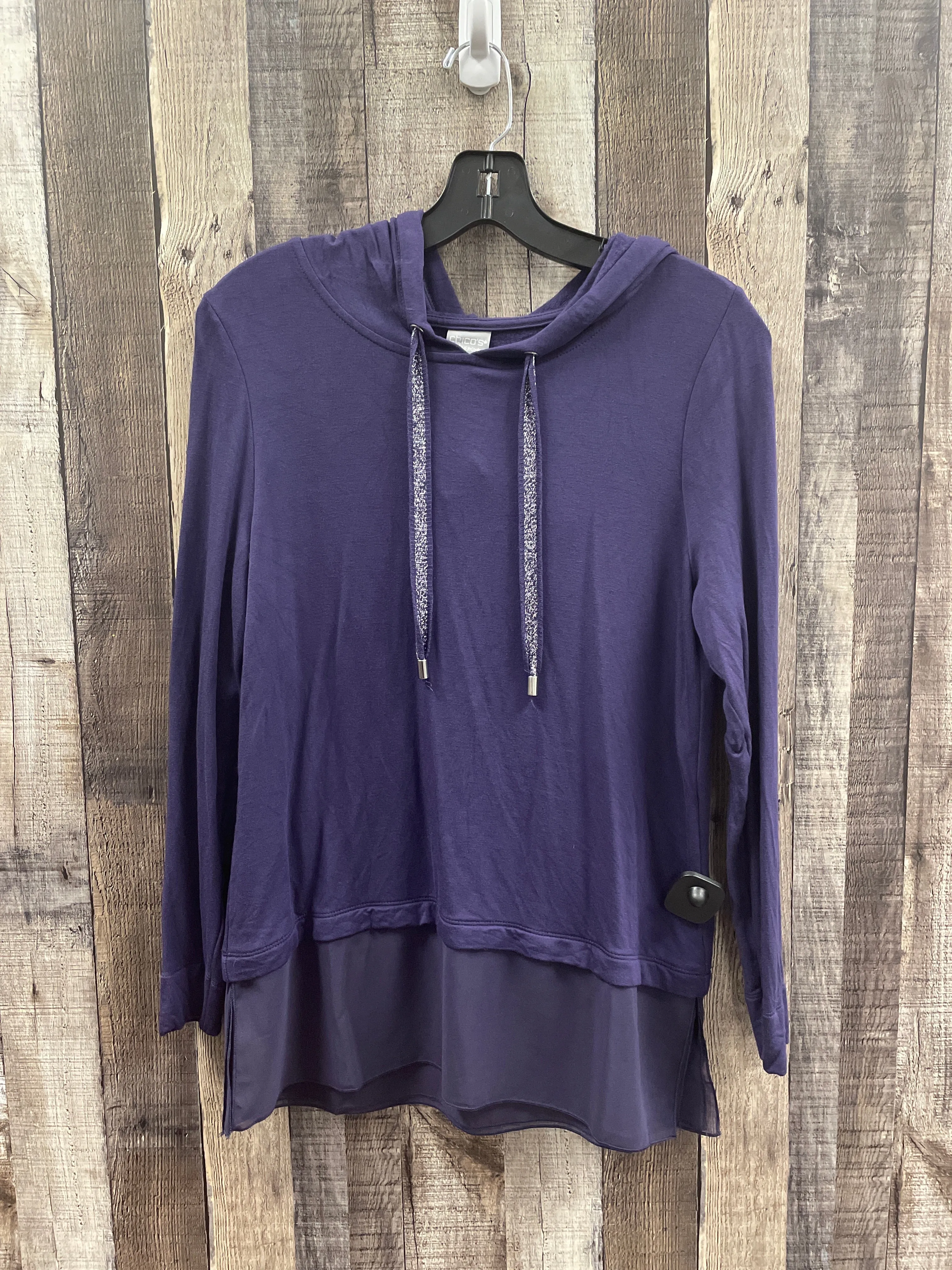 Athletic Top Long Sleeve Hoodie By Chicos In Purple, Size: S