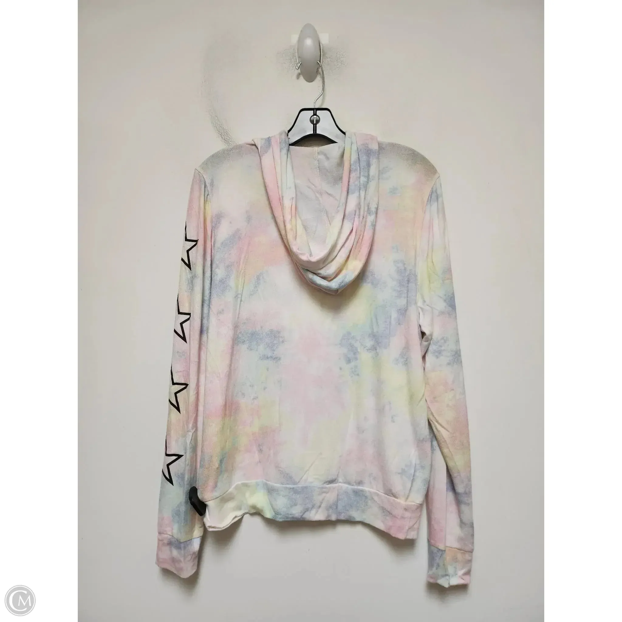 Athletic Top Long Sleeve Hoodie By Pink In Tie Dye Print, Size: L