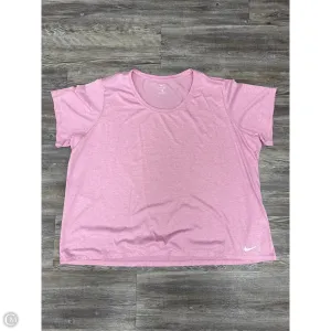 Athletic Top Short Sleeve By Nike In Pink, Size: 3x