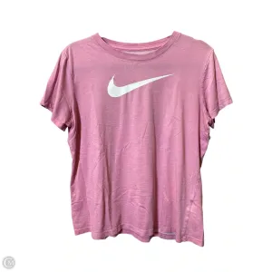 Athletic Top Short Sleeve By Nike In Pink, Size: L