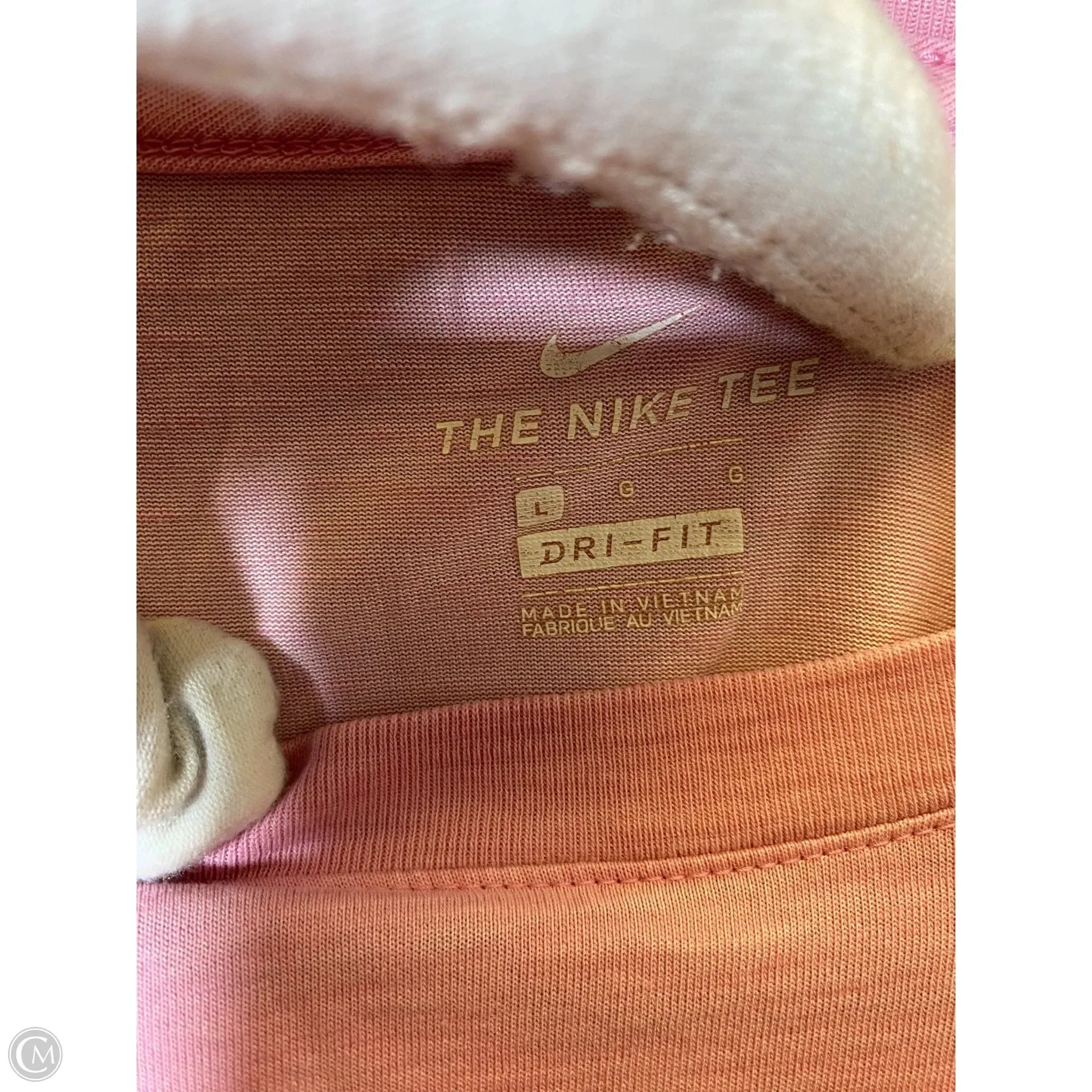 Athletic Top Short Sleeve By Nike In Pink, Size: L