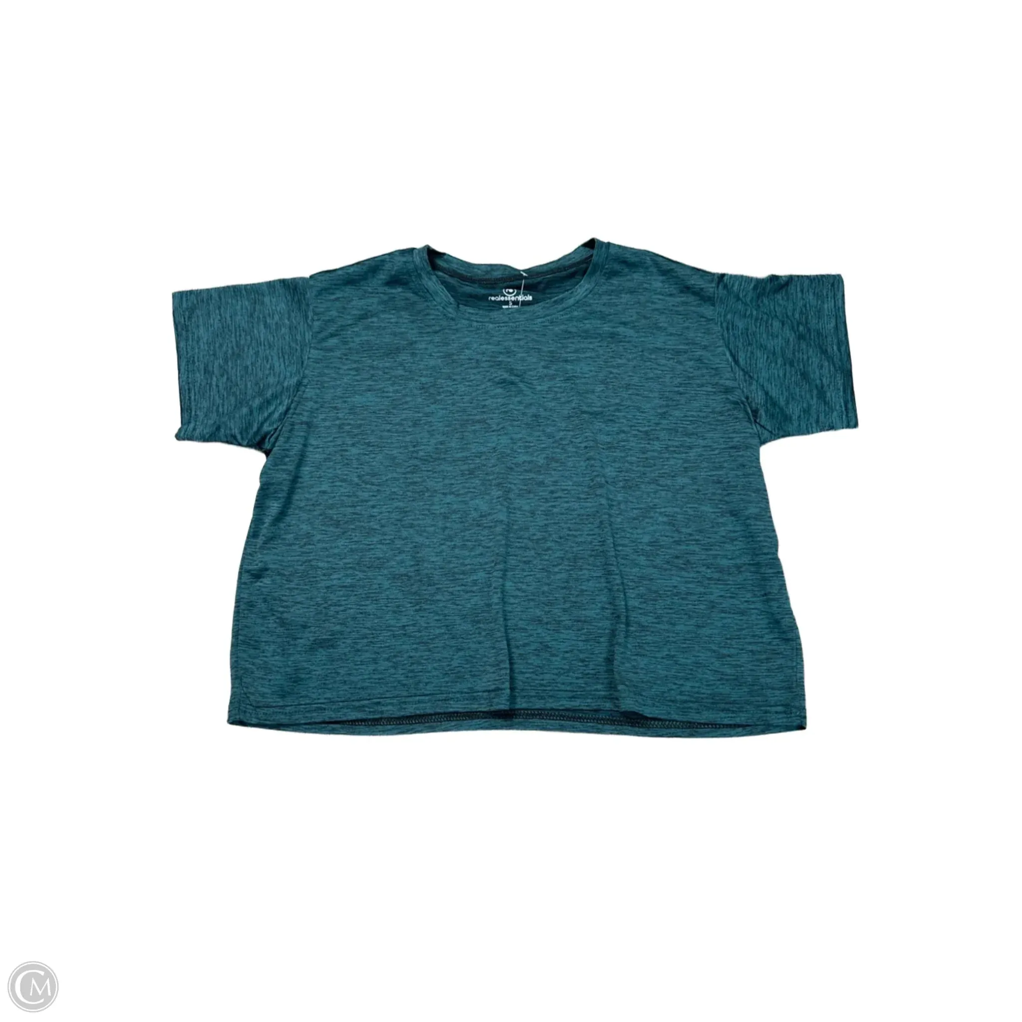 Athletic Top Short Sleeve By REAL ESSENTIALS In Green, Size: S