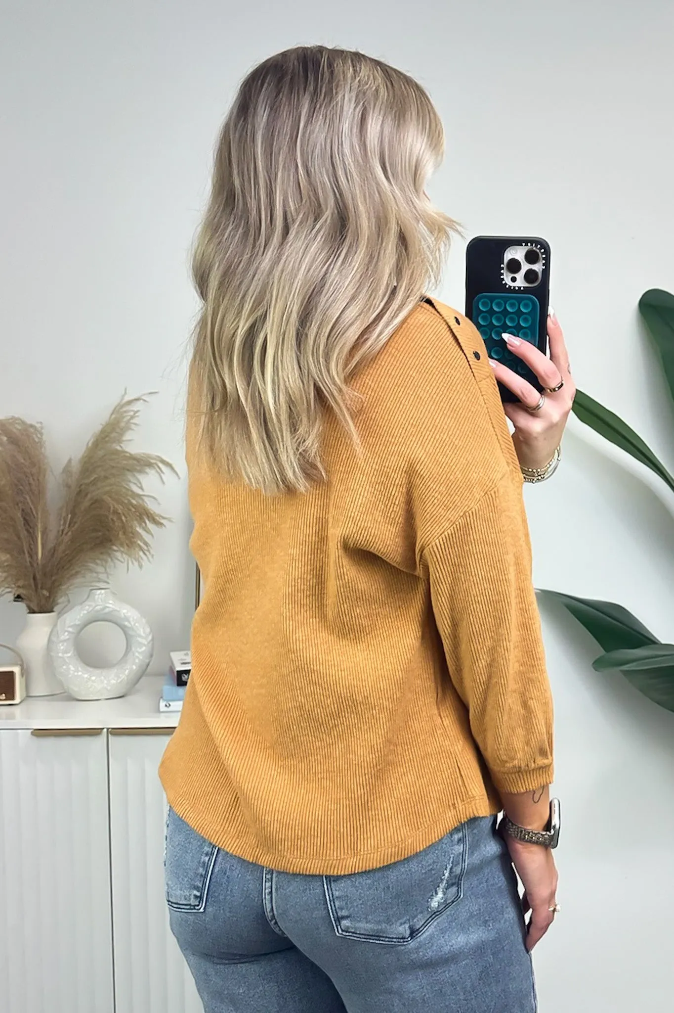 Avalynne Button Detail Rib Knit Top - FINAL SALE