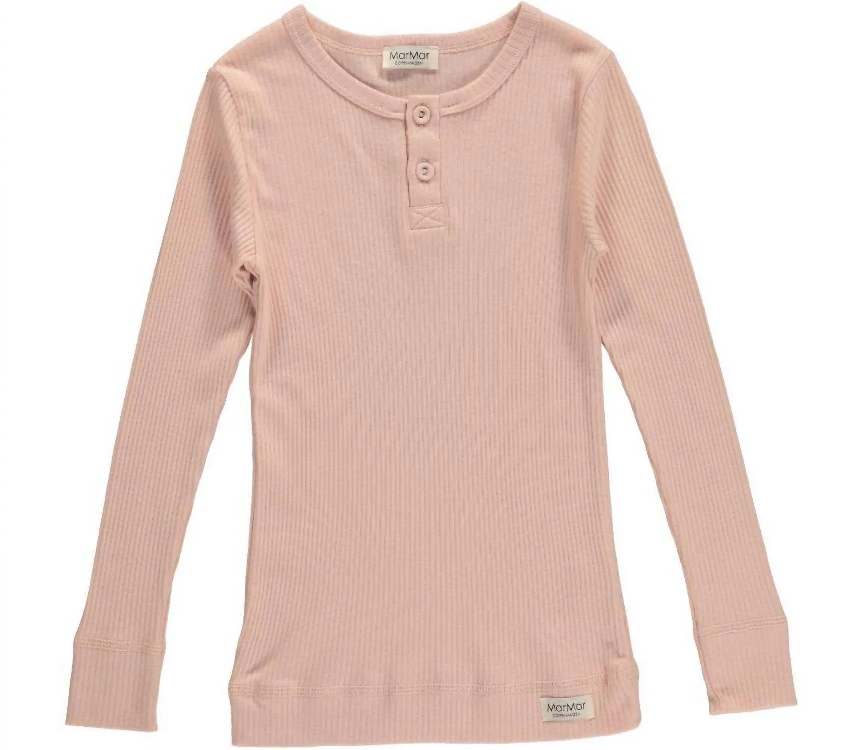 Boys Ribbed Long Sleeve Henley Shirt In Rose