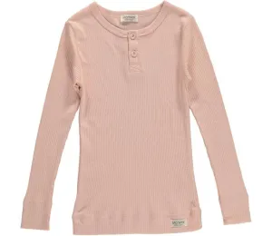 Boys Ribbed Long Sleeve Henley Shirt In Rose