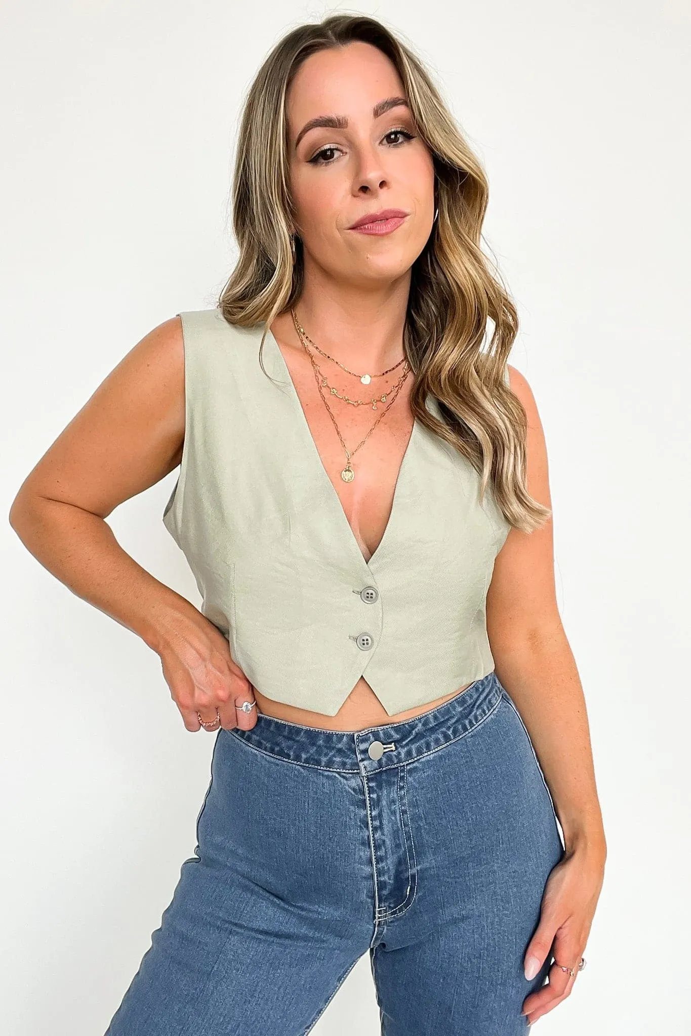 Breaking Rules Button Down Vest Top - FINAL SALE