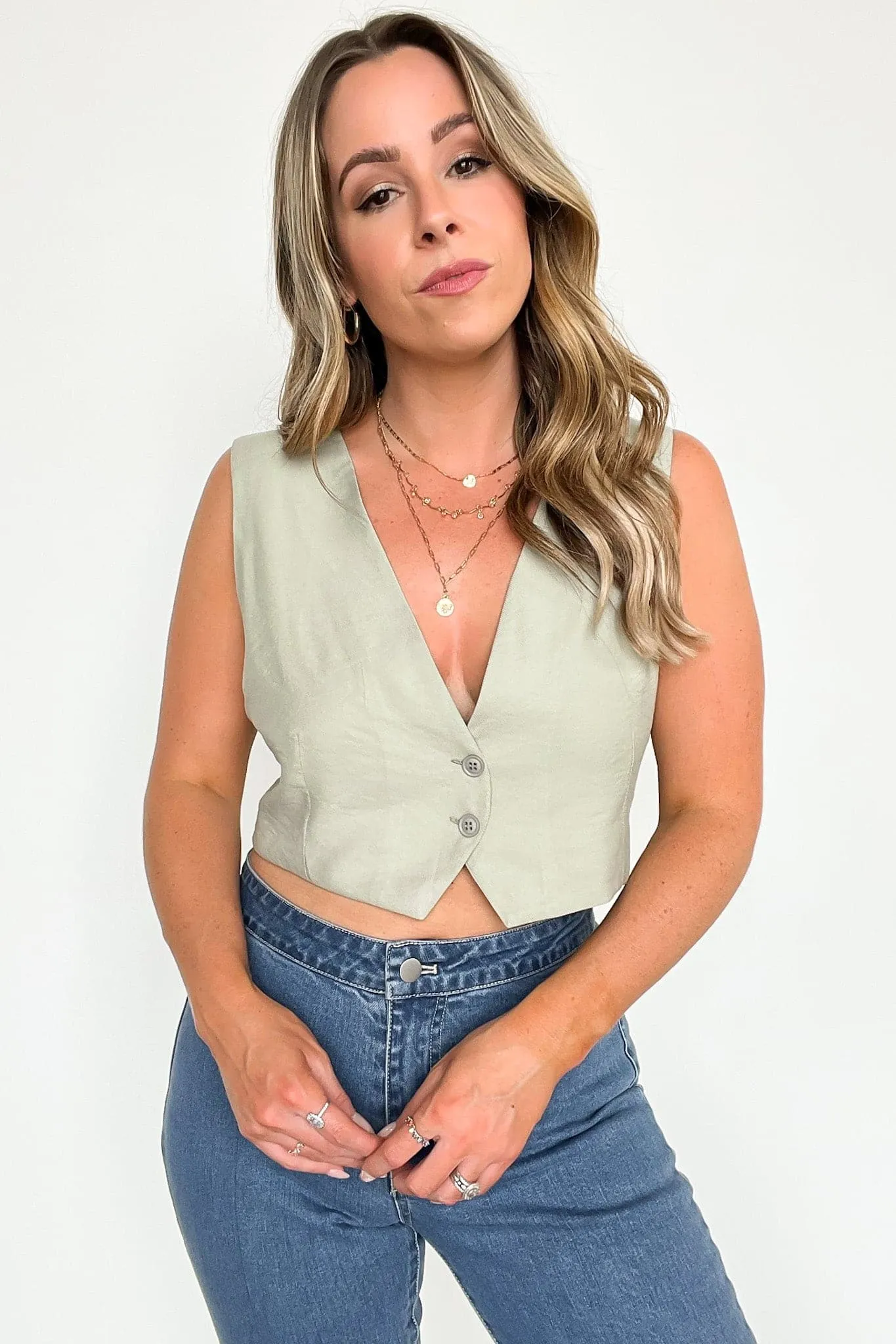Breaking Rules Button Down Vest Top - FINAL SALE