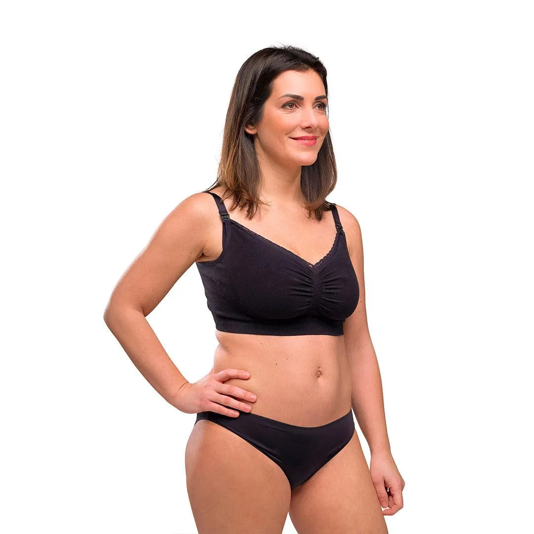 Carriwell Seamless Organic Maternity   Nursing Bra - Black