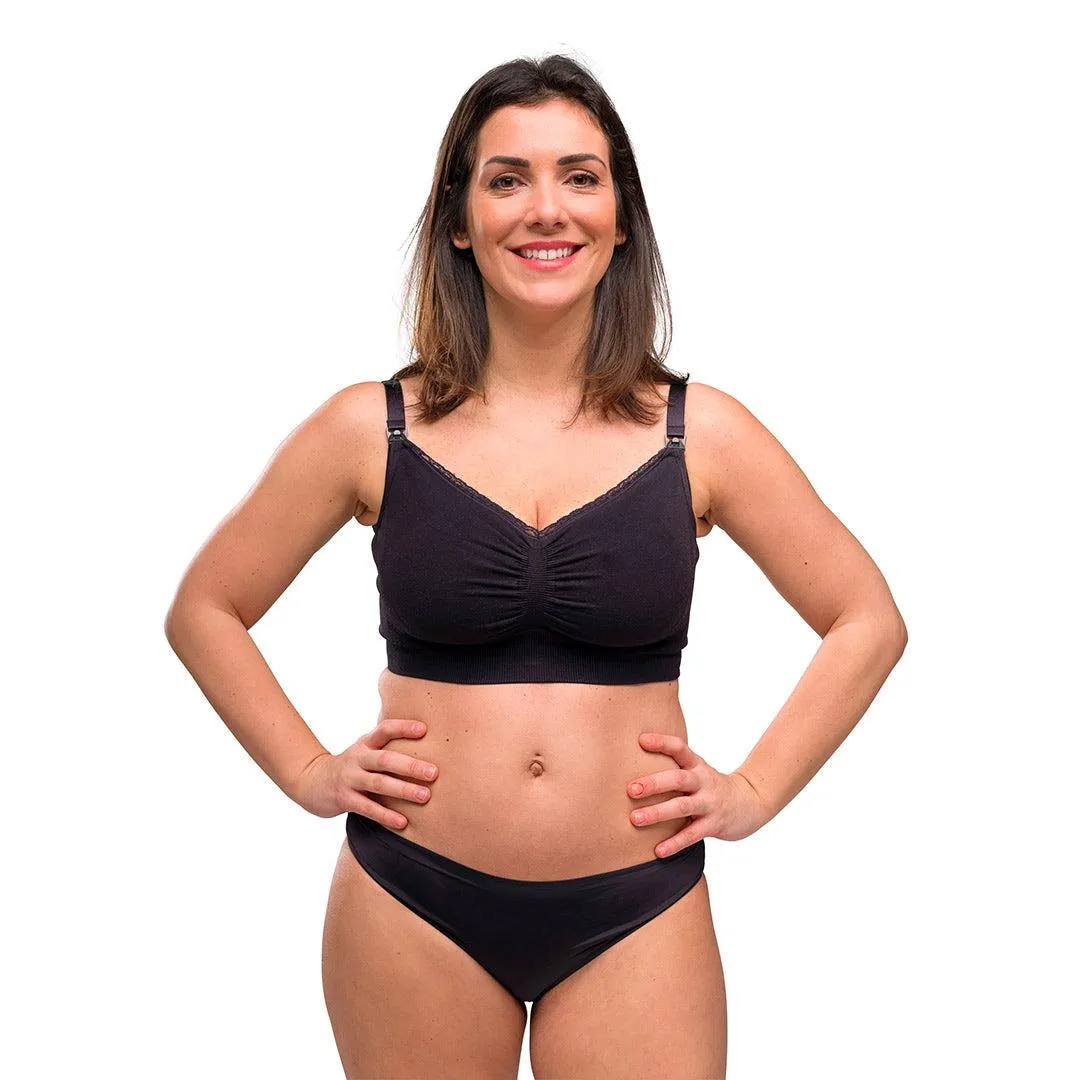 Carriwell Seamless Organic Maternity   Nursing Bra - Black