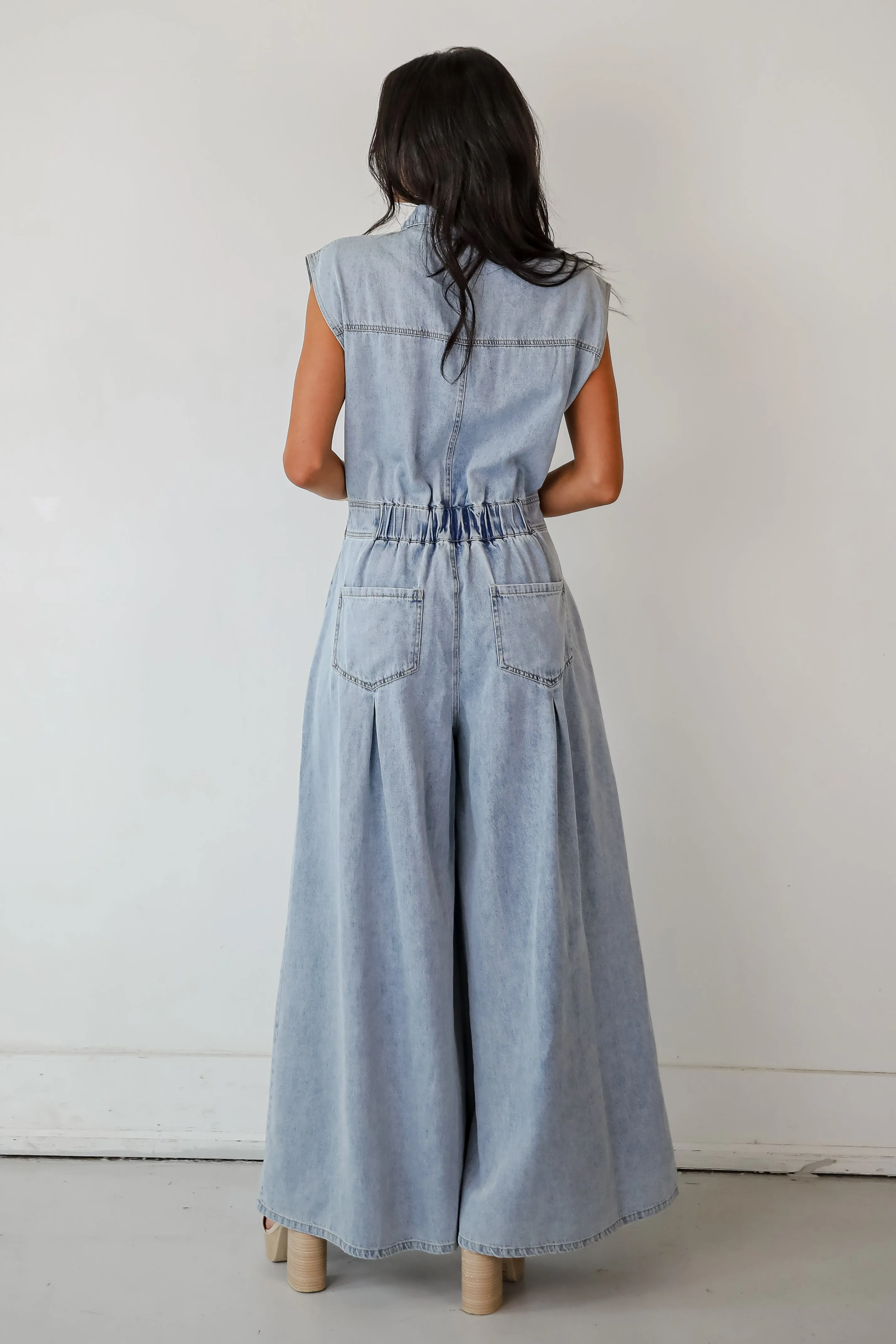 FINAL SALE - Dramatic Allure Denim Jumpsuit