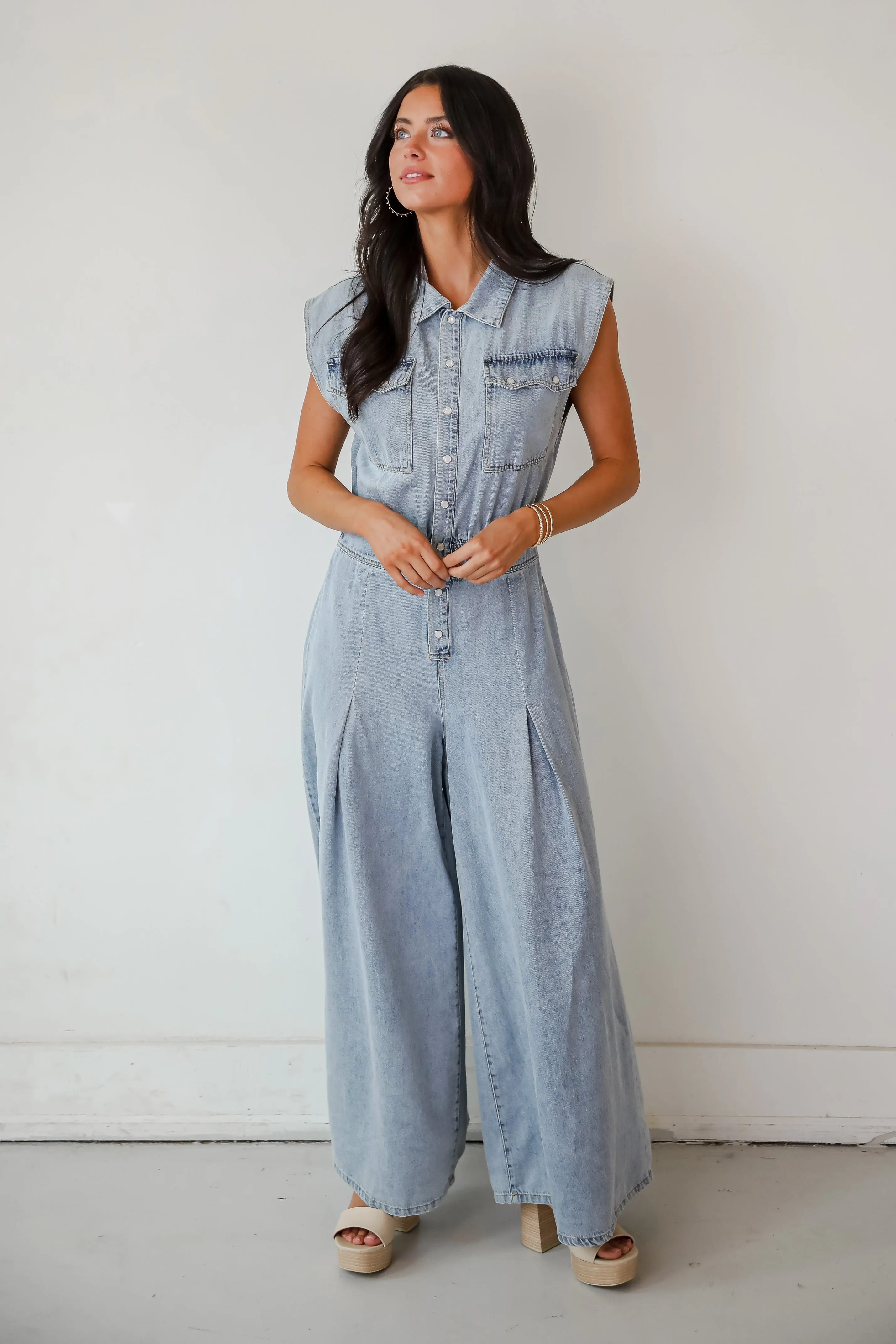FINAL SALE - Dramatic Allure Denim Jumpsuit