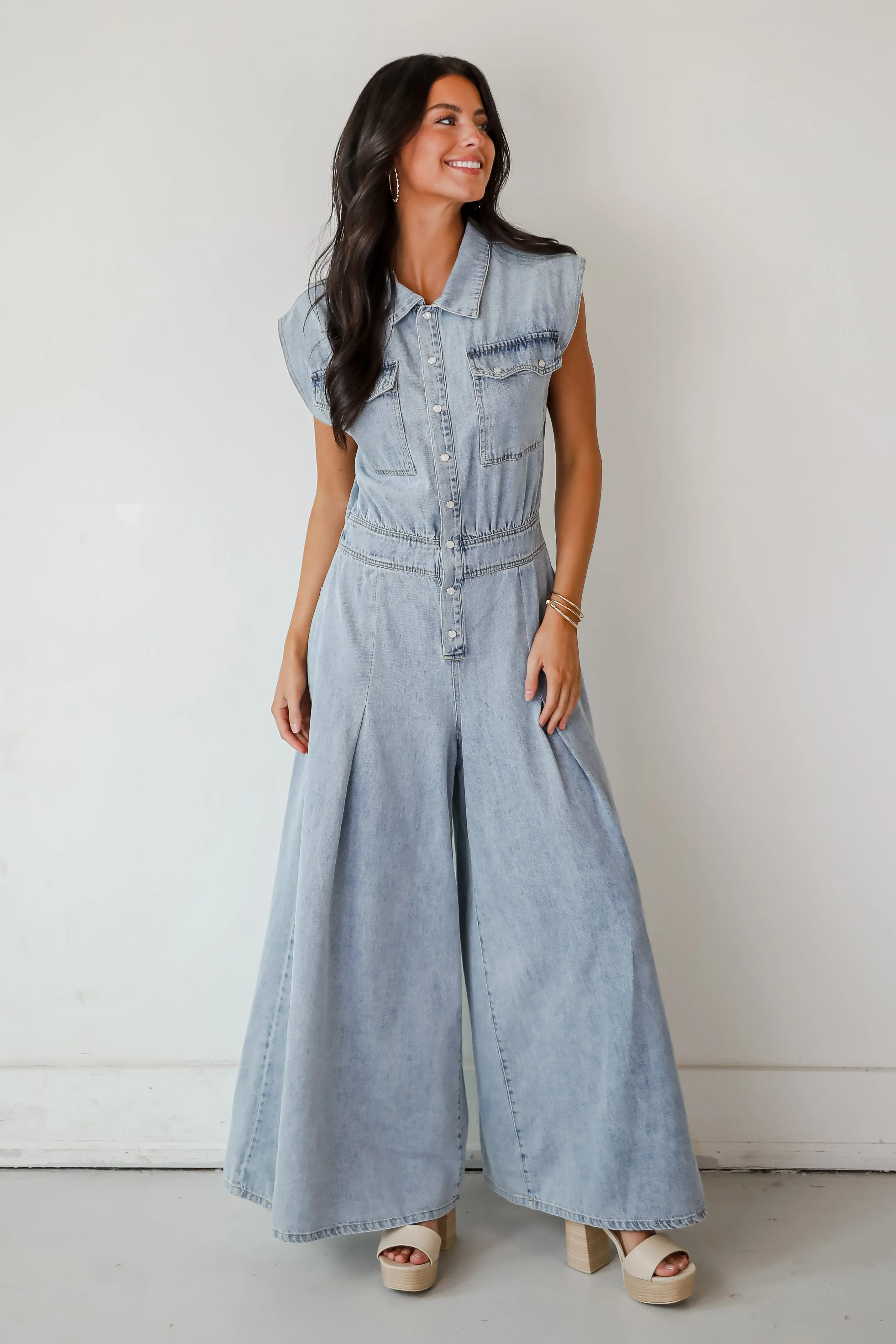 FINAL SALE - Dramatic Allure Denim Jumpsuit