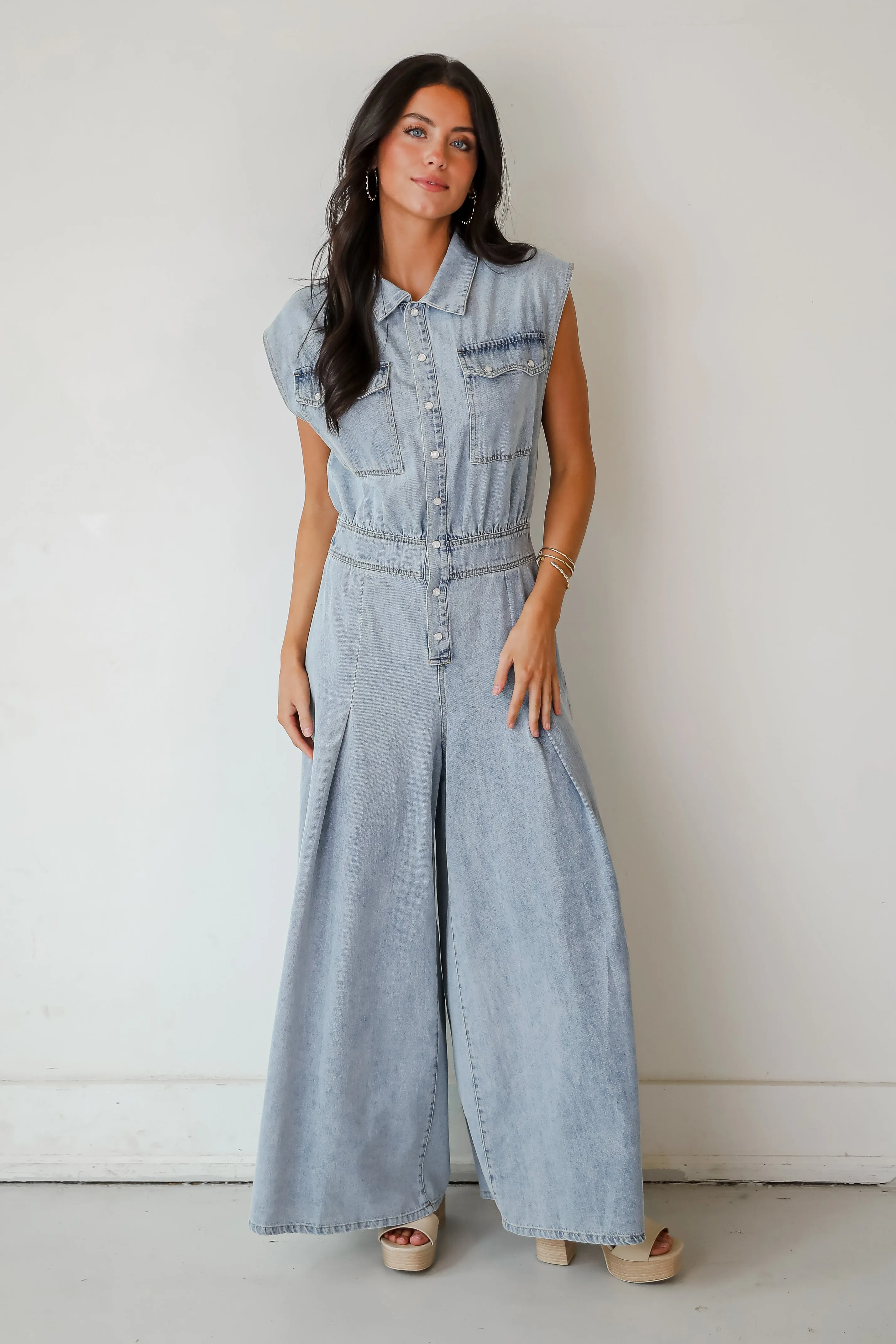 FINAL SALE - Dramatic Allure Denim Jumpsuit