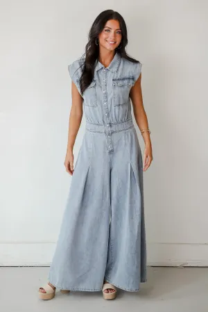 FINAL SALE - Dramatic Allure Denim Jumpsuit