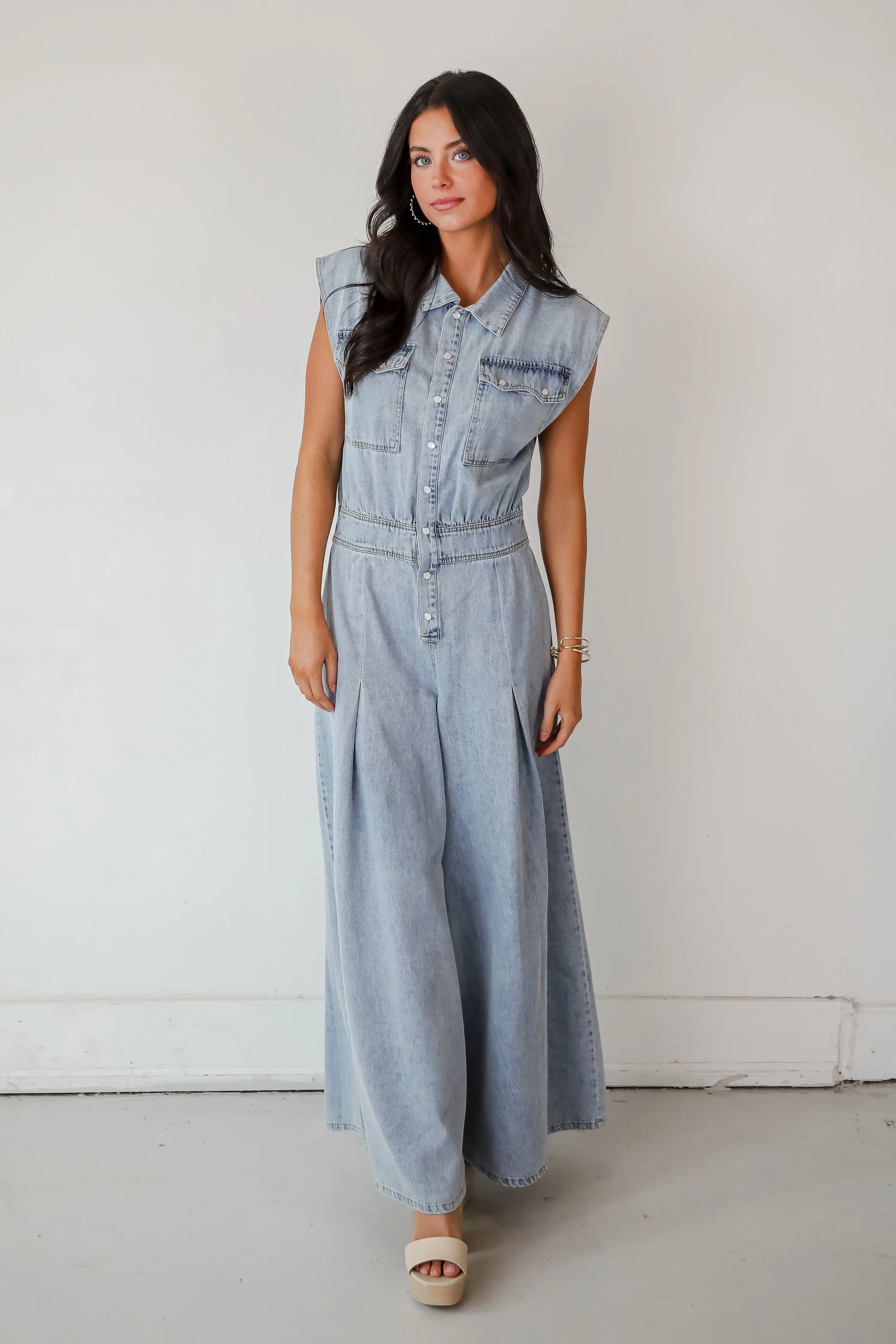 FINAL SALE - Dramatic Allure Denim Jumpsuit