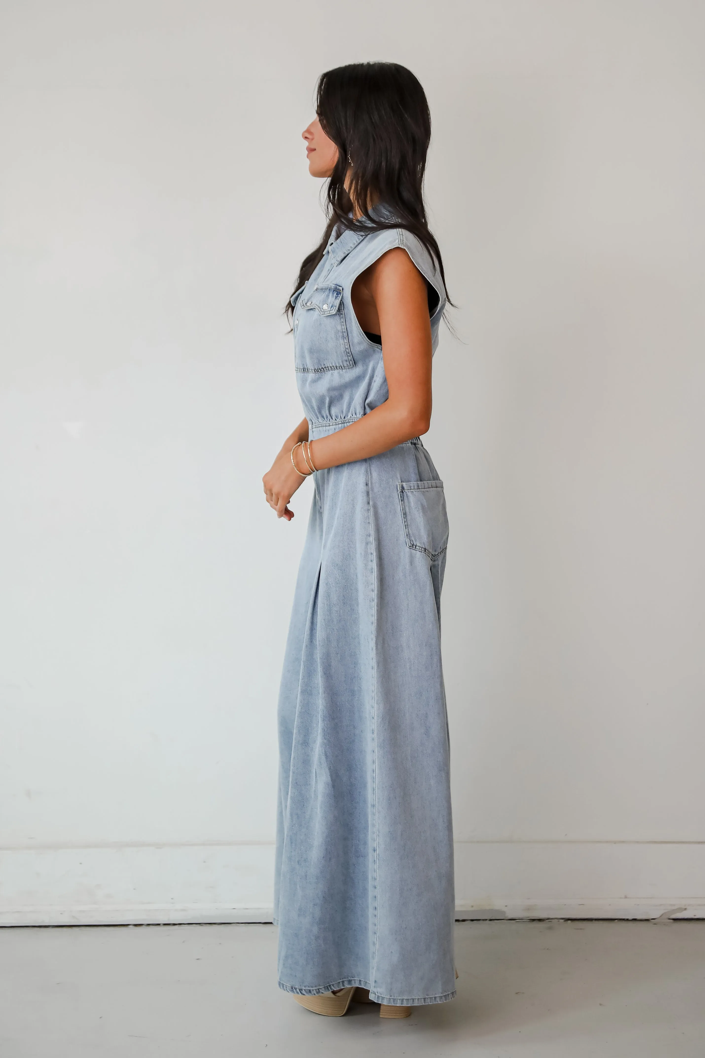 FINAL SALE - Dramatic Allure Denim Jumpsuit