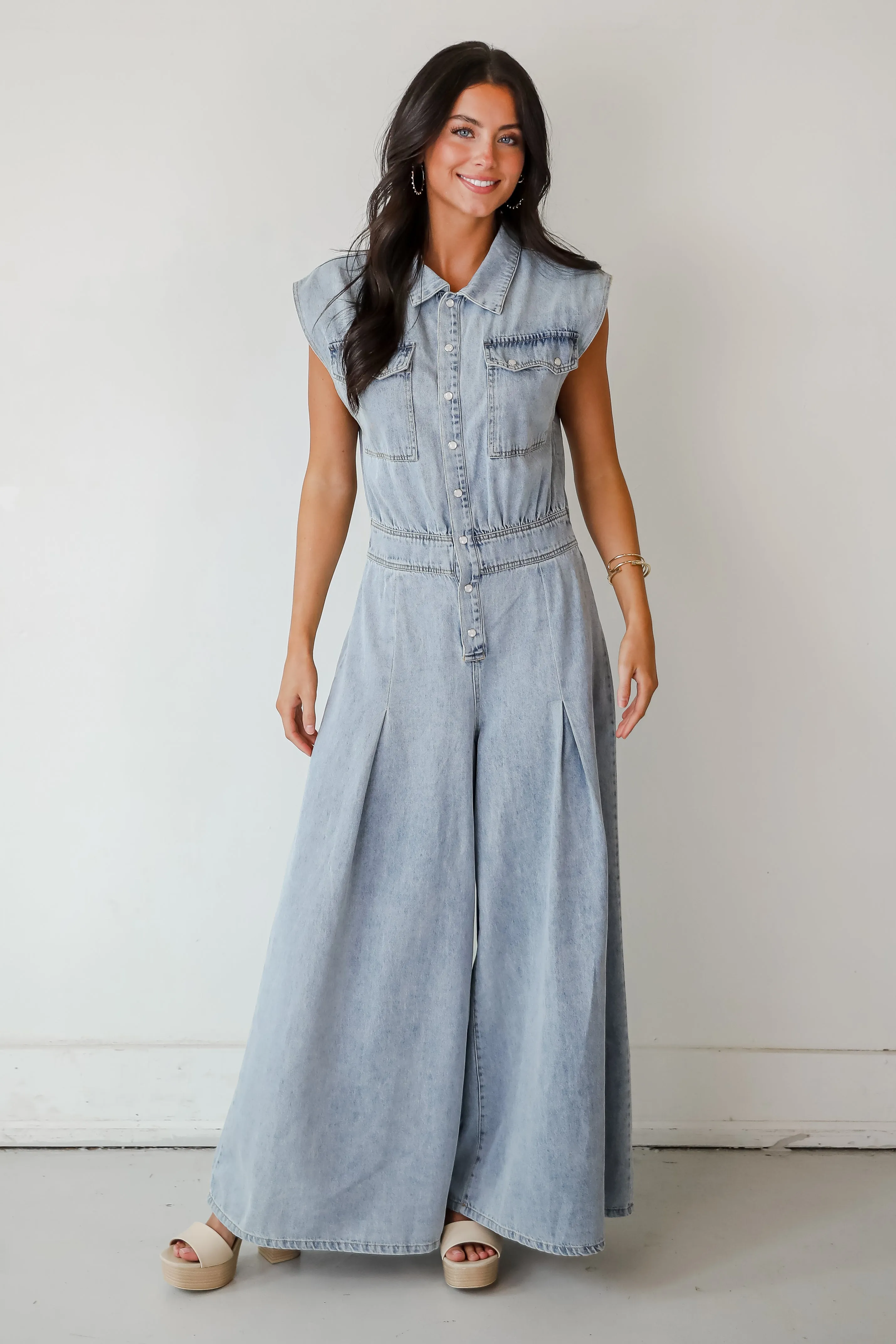FINAL SALE - Dramatic Allure Denim Jumpsuit