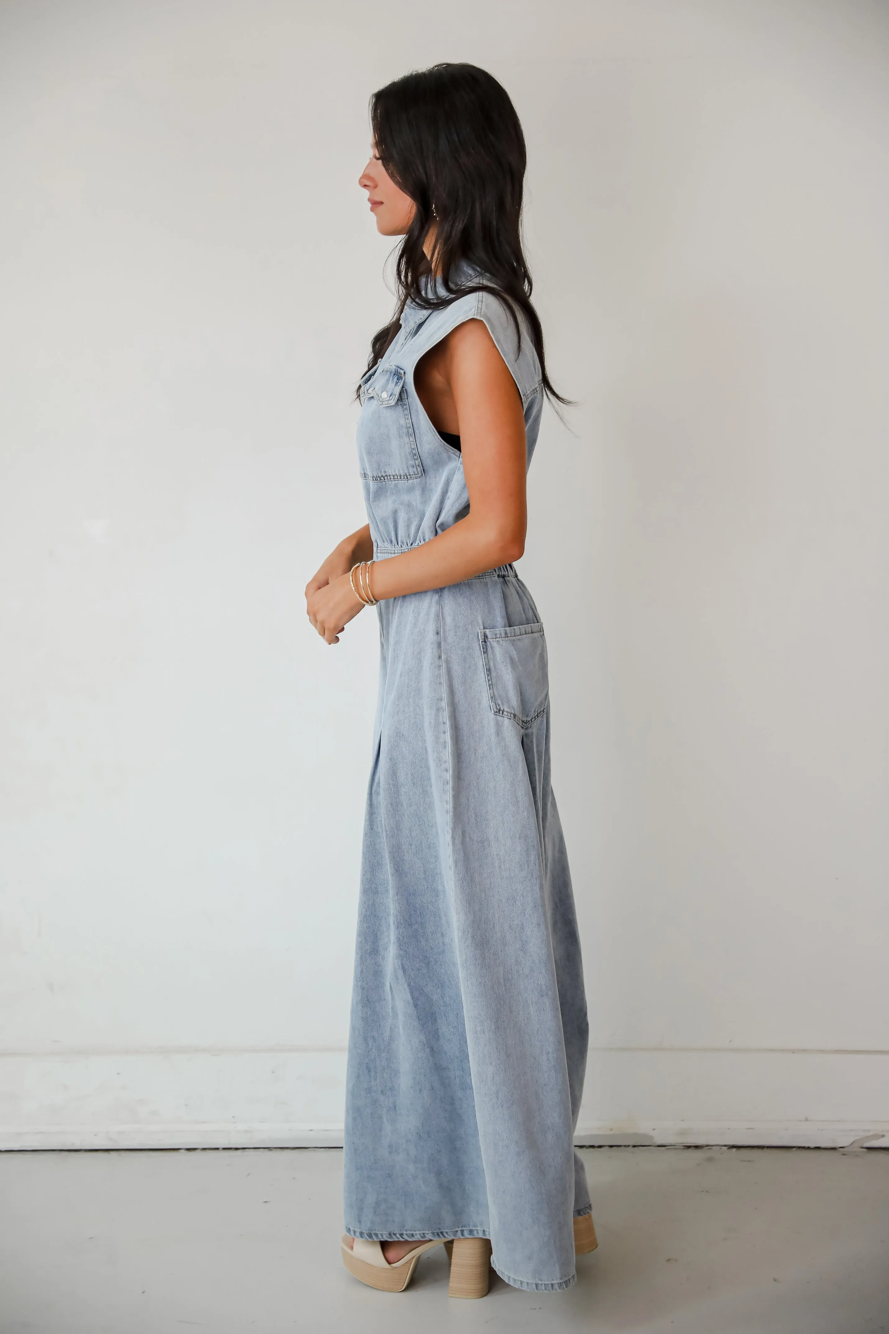FINAL SALE - Dramatic Allure Denim Jumpsuit