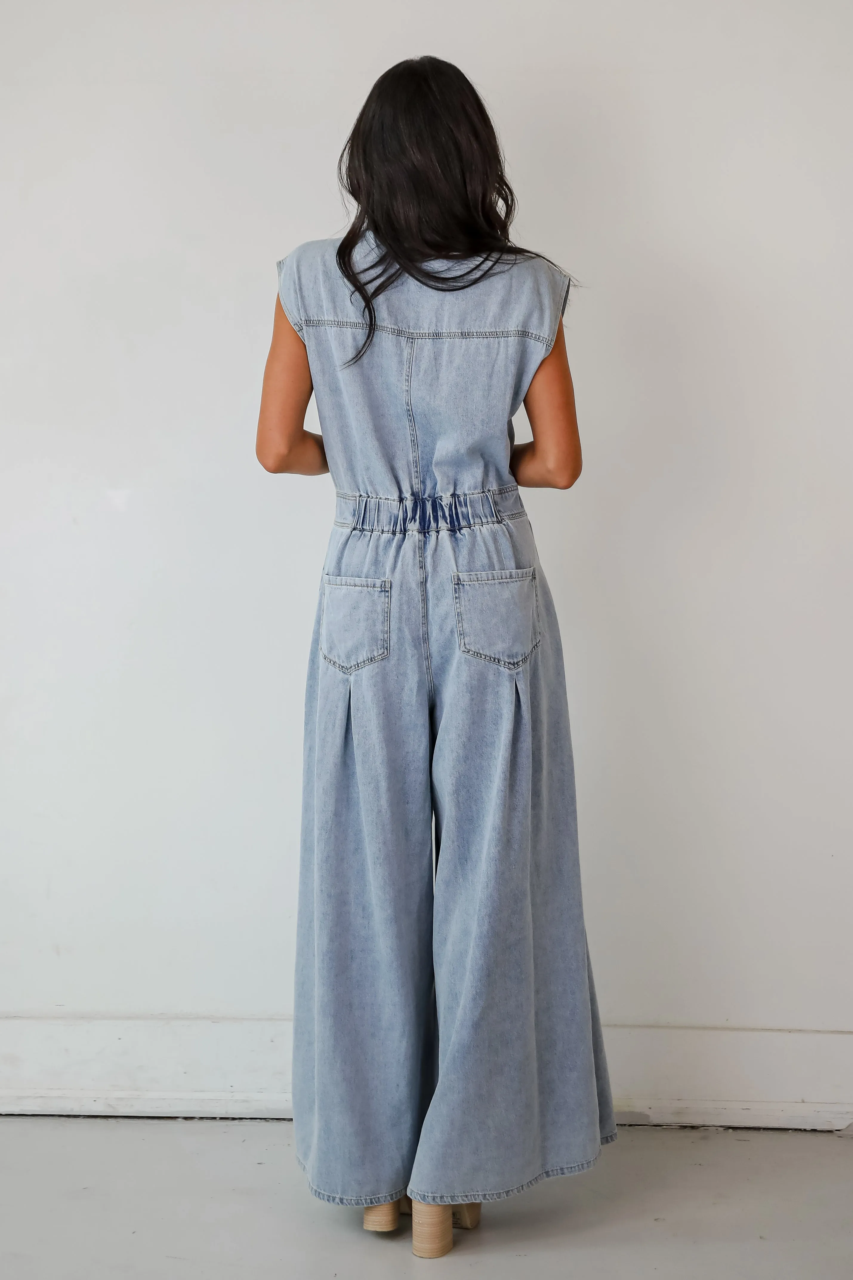 FINAL SALE - Dramatic Allure Denim Jumpsuit