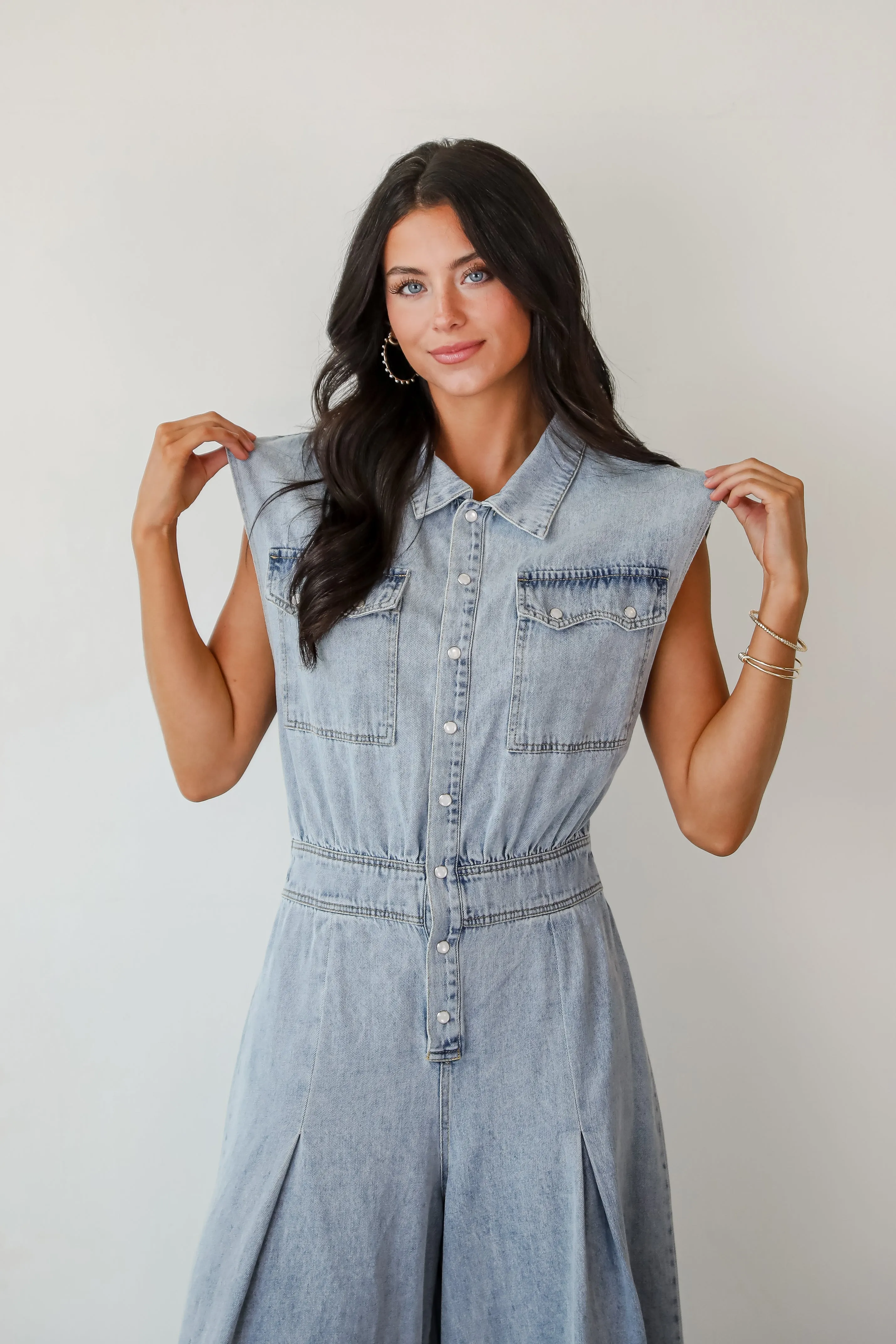 FINAL SALE - Dramatic Allure Denim Jumpsuit