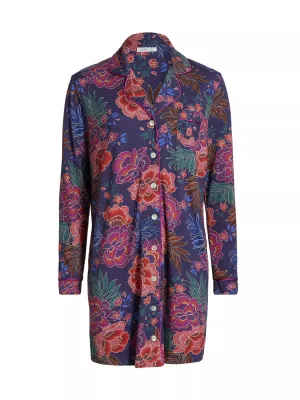 Johnny Was Women's The Neena Long Sleeve Sleep Shirt, Etta's Garden