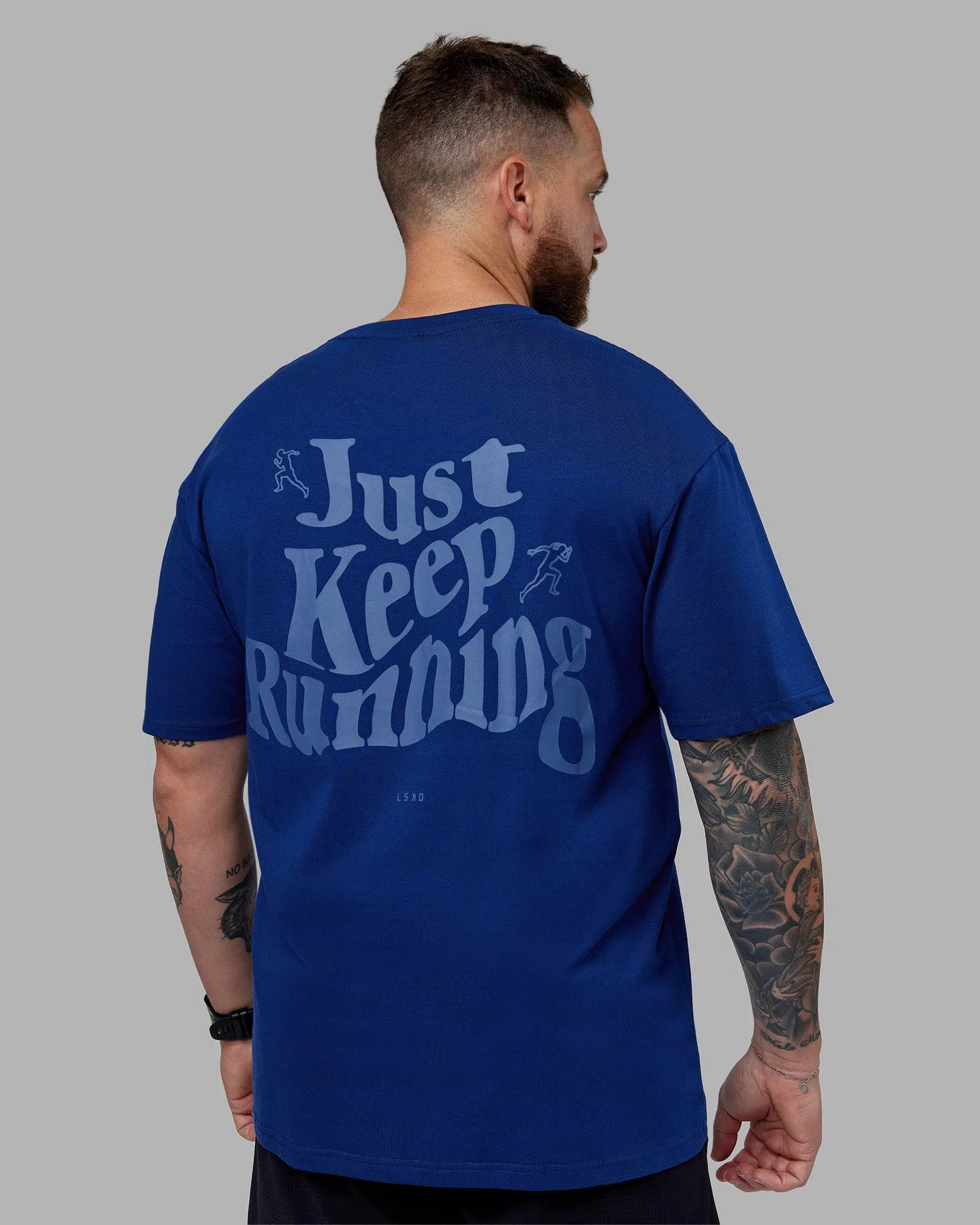 Just Run FLXCotton Oversized Tee - Midnight Blue-Light Blue