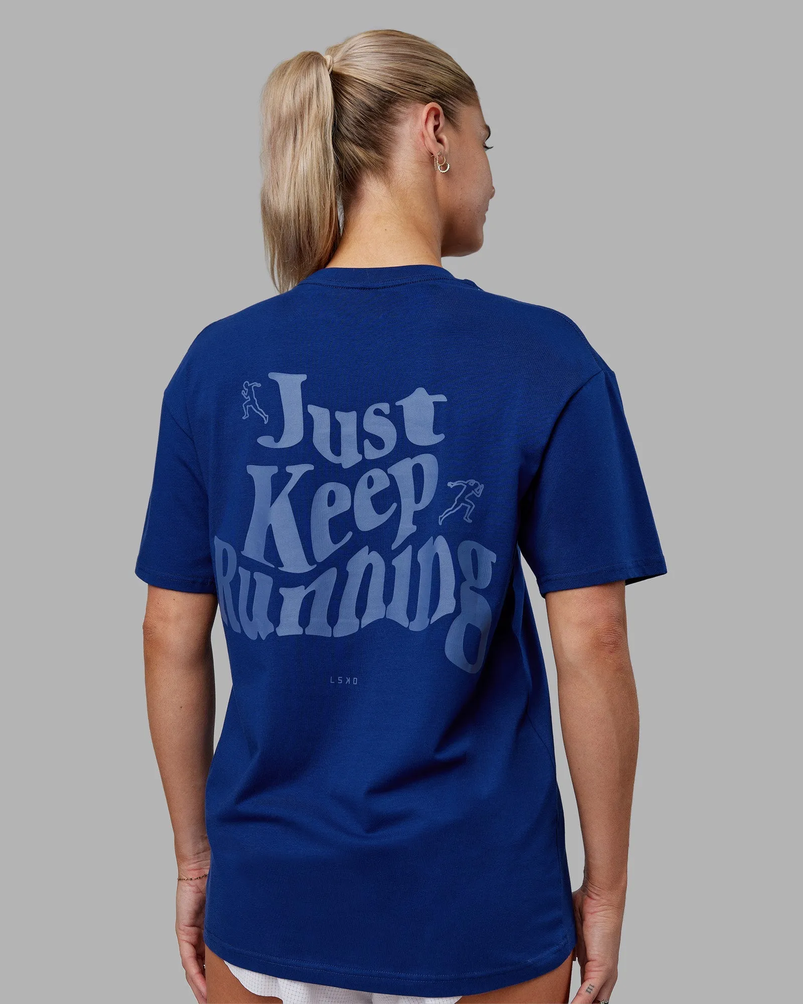Just Run FLXCotton Oversized Tee - Midnight Blue-Light Blue