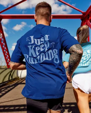 Just Run FLXCotton Oversized Tee - Midnight Blue-Light Blue