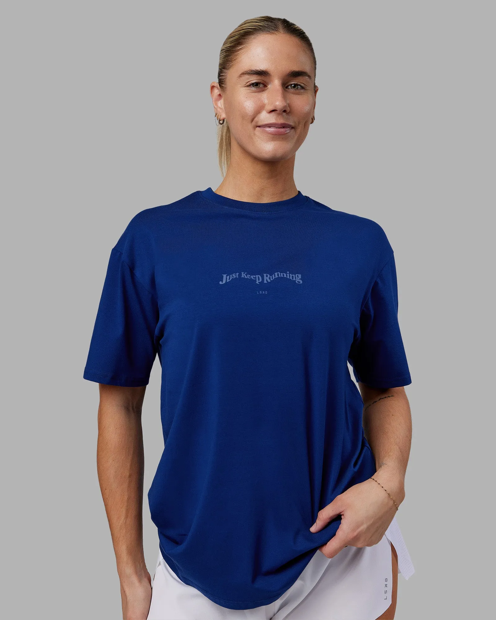 Just Run FLXCotton Oversized Tee - Midnight Blue-Light Blue