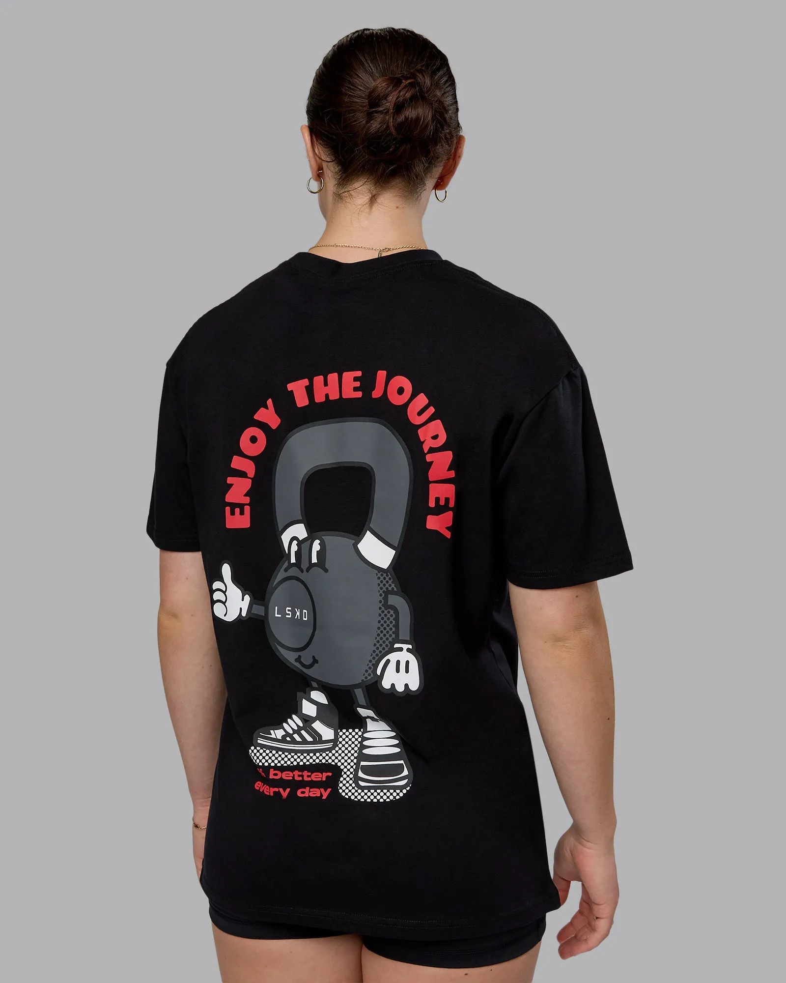Kettlebell FLXCotton Oversized Tee - Black-Scarlet