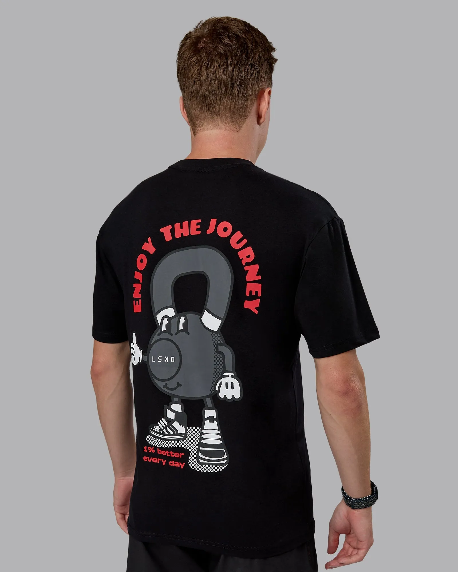 Kettlebell FLXCotton Oversized Tee - Black-Scarlet
