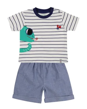 Lilly and Sid Lizard Applique T-Shirt & Chambray Short Set