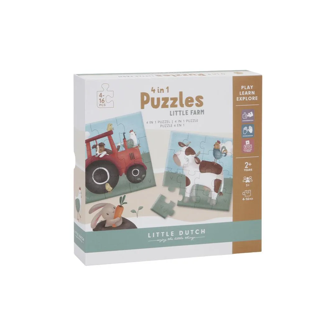 Little Dutch 4-In-1 Puzzles - Little Farm