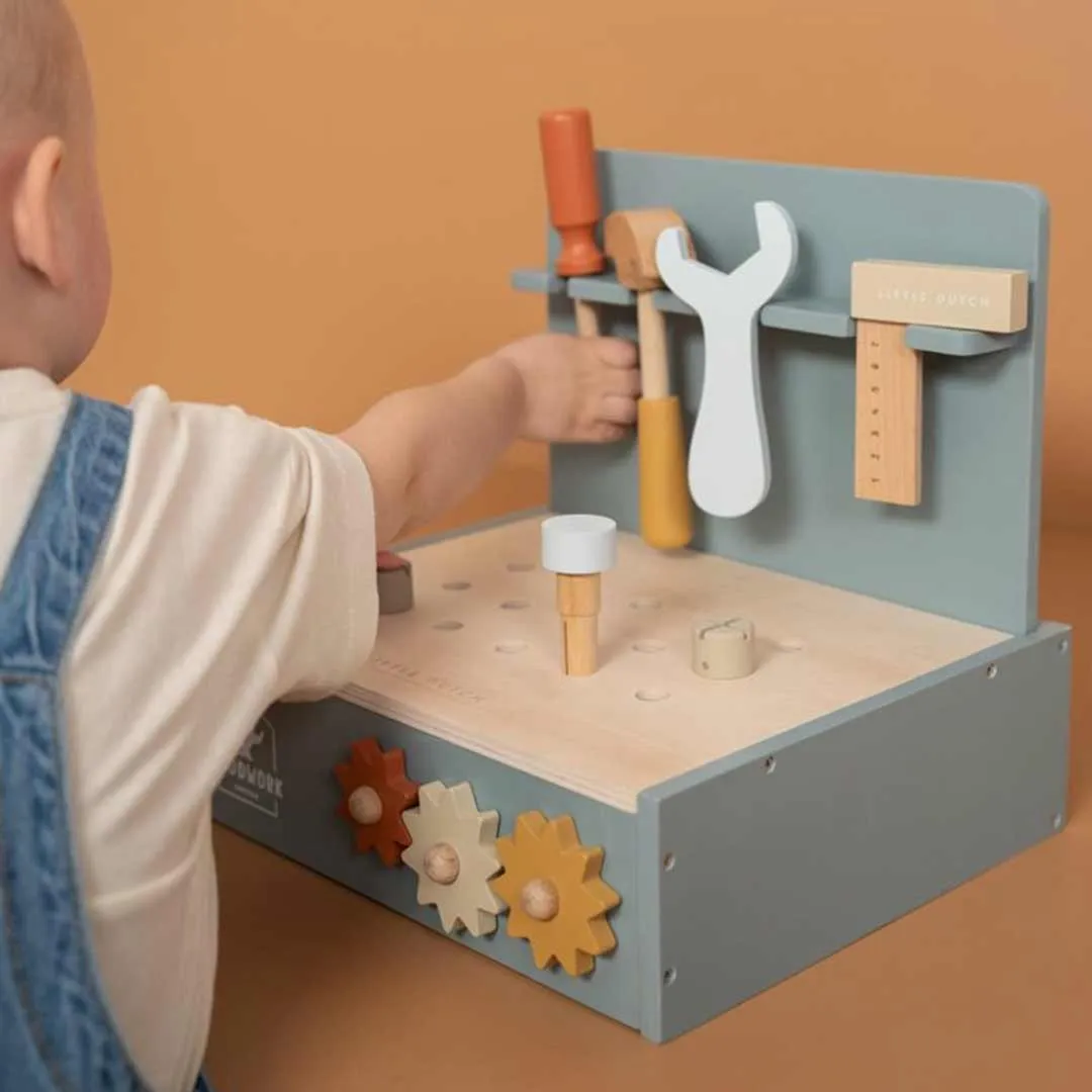 Little Dutch Mini Wooden Workbench - Blue
