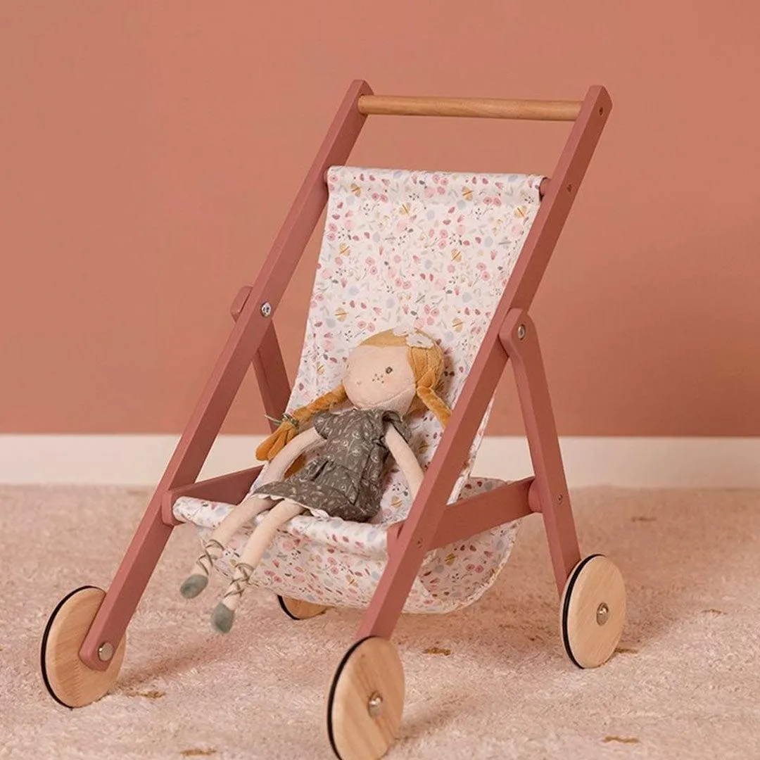 Little Dutch Wooden Doll Stroller - Flowers   Butterflies