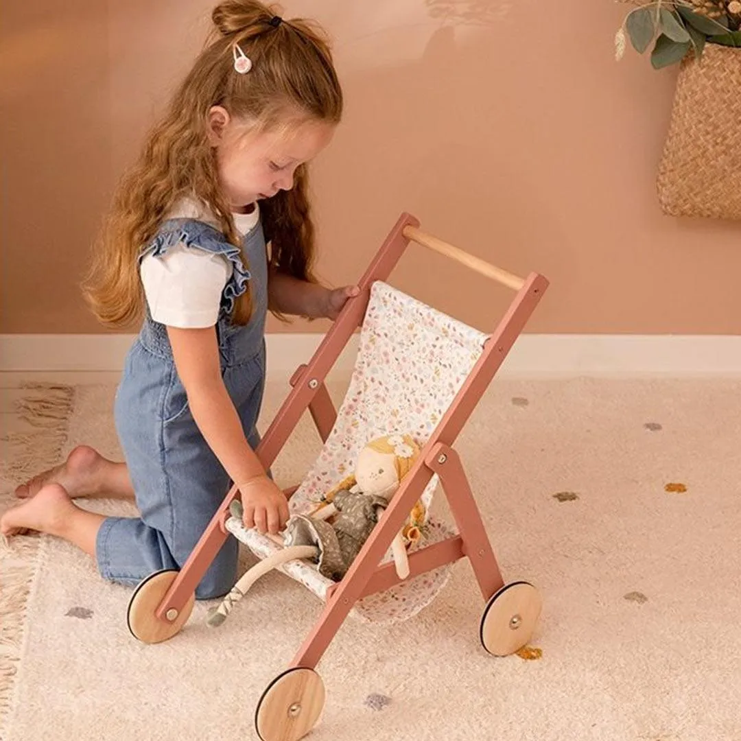 Little Dutch Wooden Doll Stroller - Flowers   Butterflies