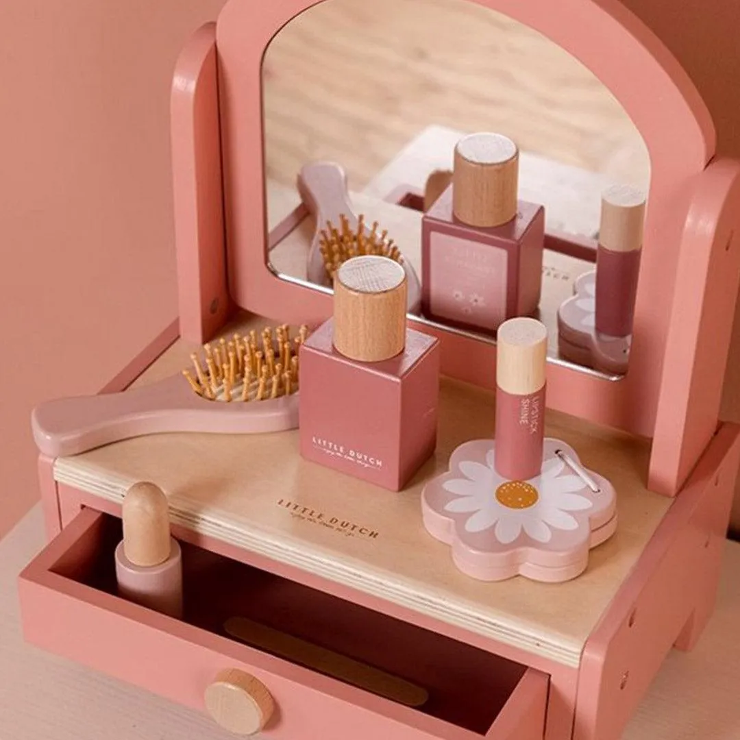 Little Dutch Wooden Vanity Table - Flowers   Butterflies - Pink