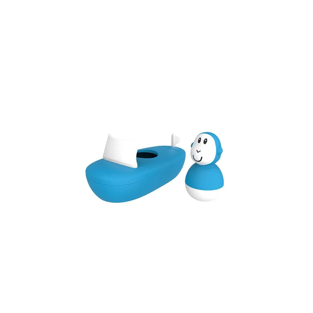 MatchStick Monkey Bathtime Boat Set - Blue