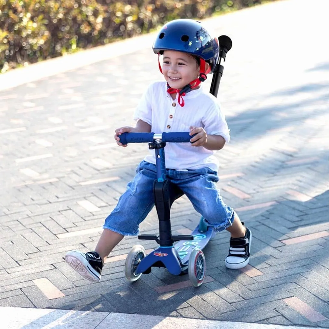 Micro Scooters 3 In 1 Deluxe Plus Scooter   Push Handle - Blue