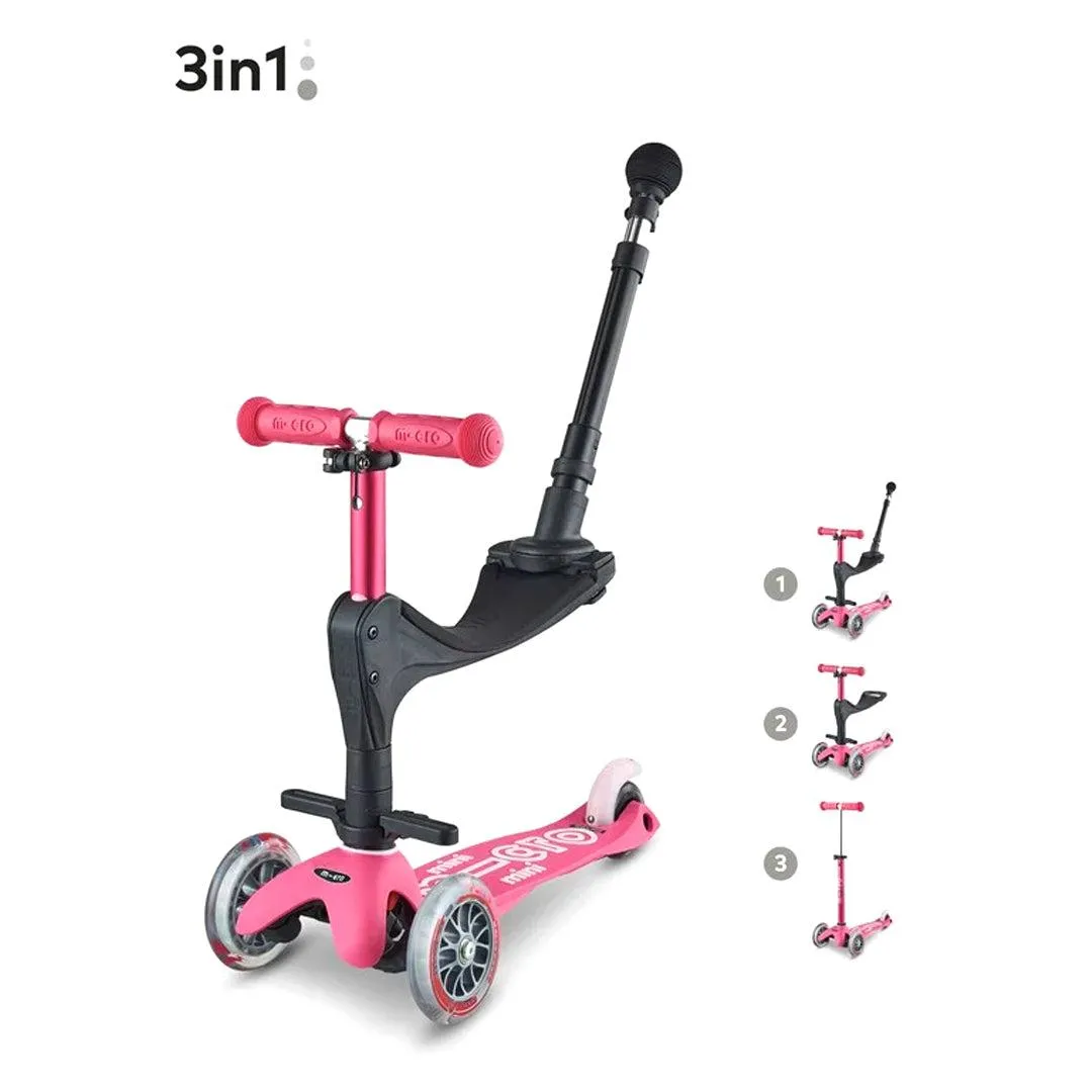 Micro Scooters 3 In 1 Deluxe Plus Scooter   Push Handle - Pink
