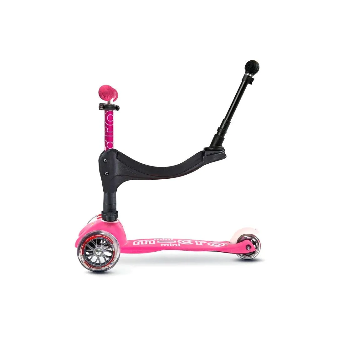 Micro Scooters 3 In 1 Deluxe Plus Scooter   Push Handle - Pink