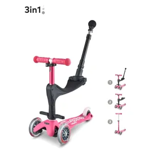 Micro Scooters 3 In 1 Deluxe Plus Scooter   Push Handle - Pink