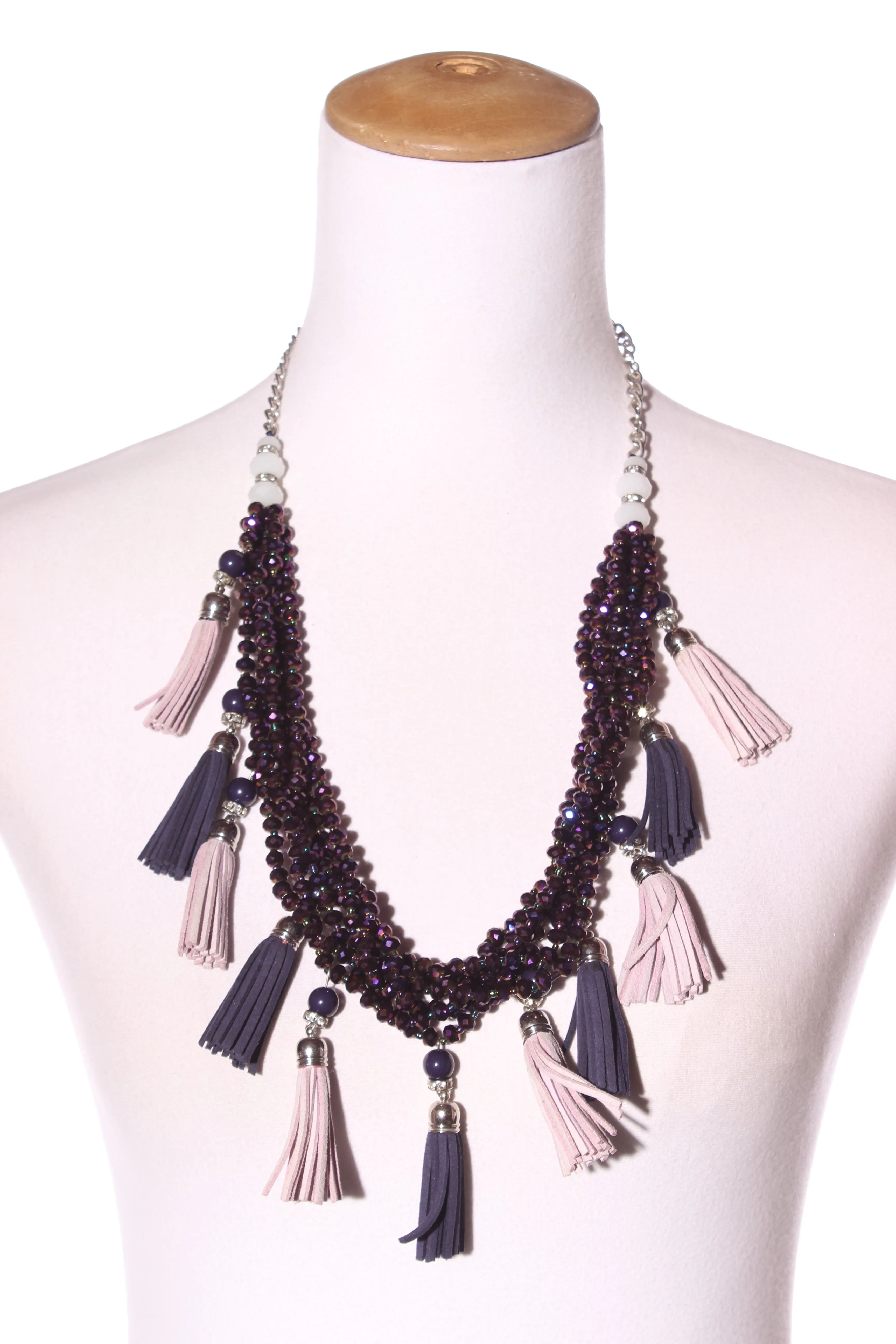 MRS PRETTY By Augustine - Beaded   leather tassel necklace!