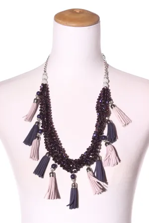 MRS PRETTY By Augustine - Beaded   leather tassel necklace!