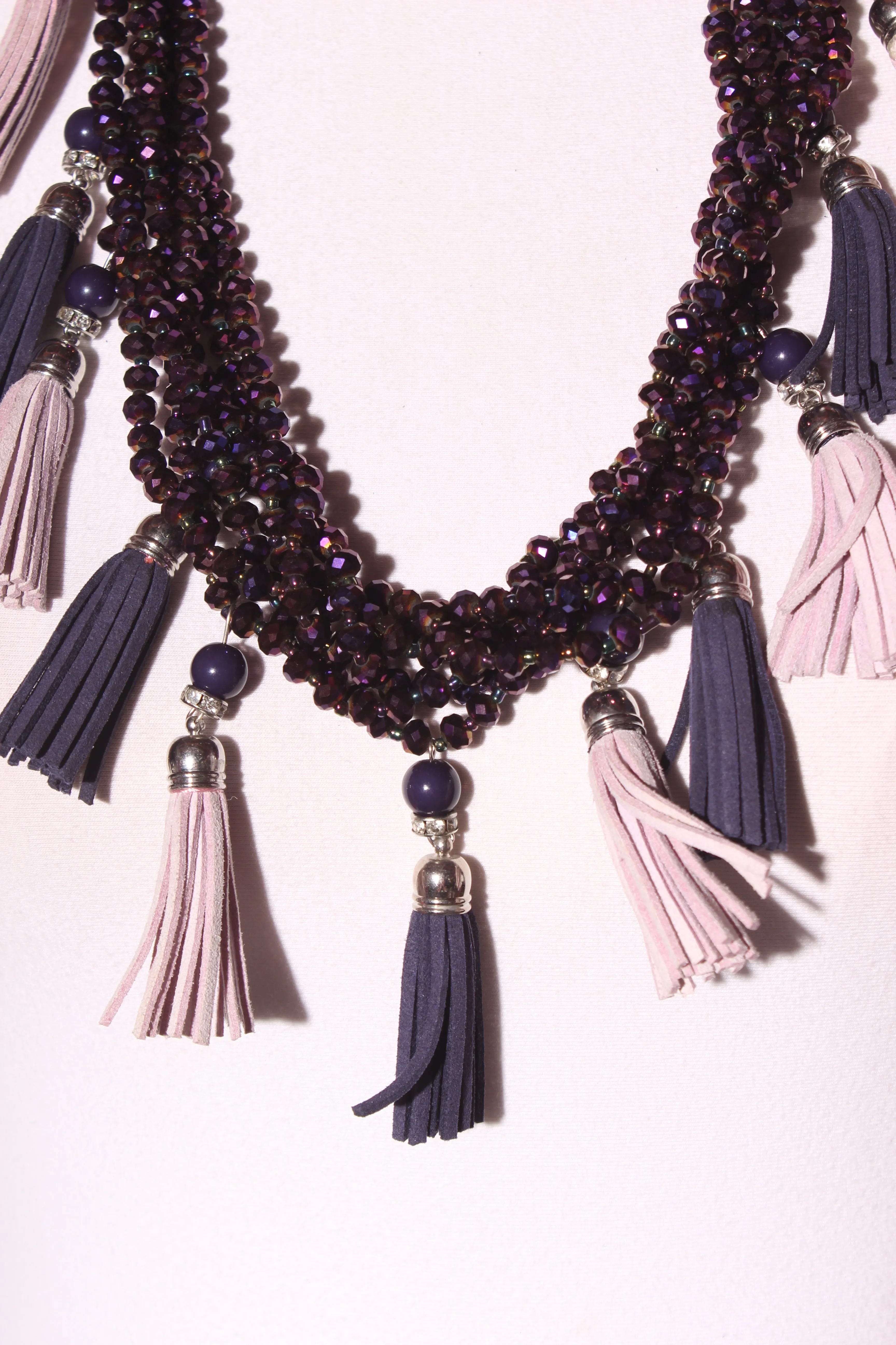 MRS PRETTY By Augustine - Beaded   leather tassel necklace!