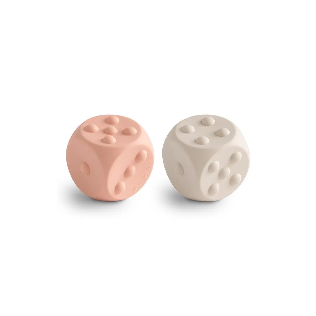 Mushie Dice Press Toy | 2-Pack - Blush/Shifting Sands