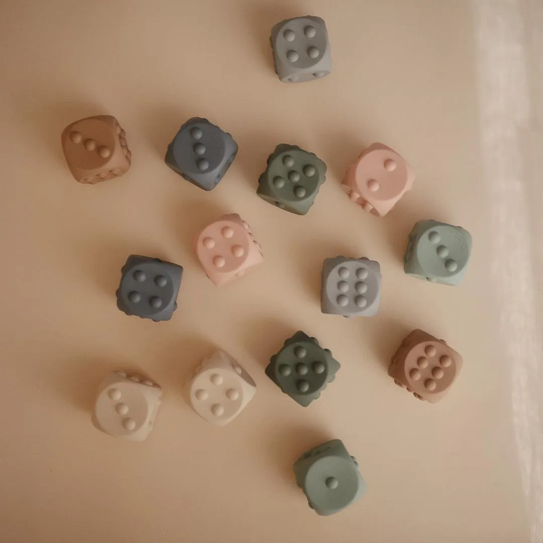 Mushie Dice Press Toy | 2-Pack - Blush/Shifting Sands