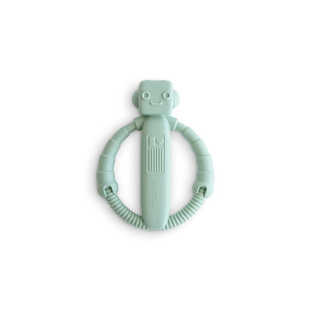 Mushie Robot Rattle Teether - Cambridge Blue